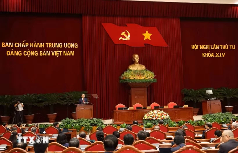 Tổng Bí thư, Chủ tịch nước Tô Lâm phát biểu bế mạc Hội nghị lần thứ tư Ban Chấp hành Trung ương Đảng khóa XIV. (Ảnh: Thống Nhất/TTXVN)