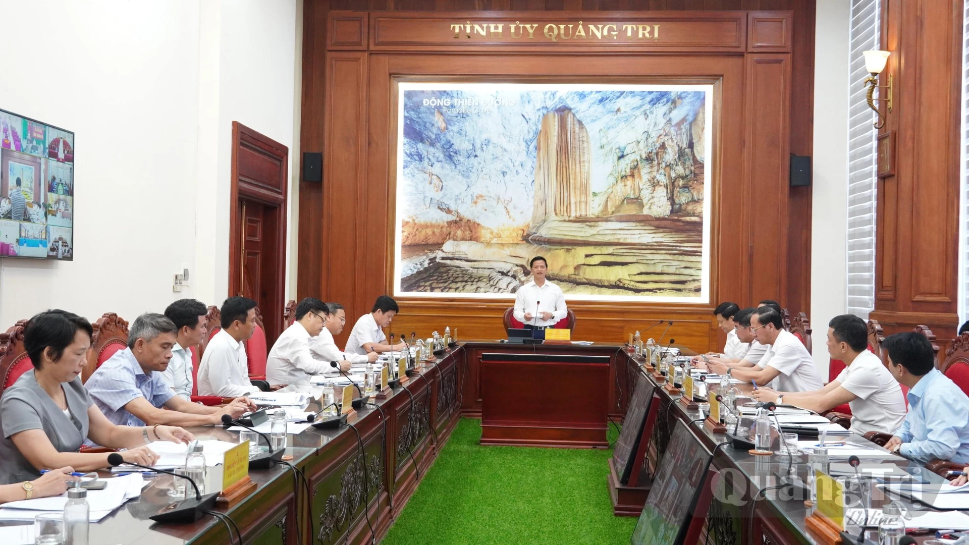 Đồng chí Vương Quốc Tuấn, Bí thư Tỉnh ủy phát biểu tại buổi làm việc - Ảnh: Q.V