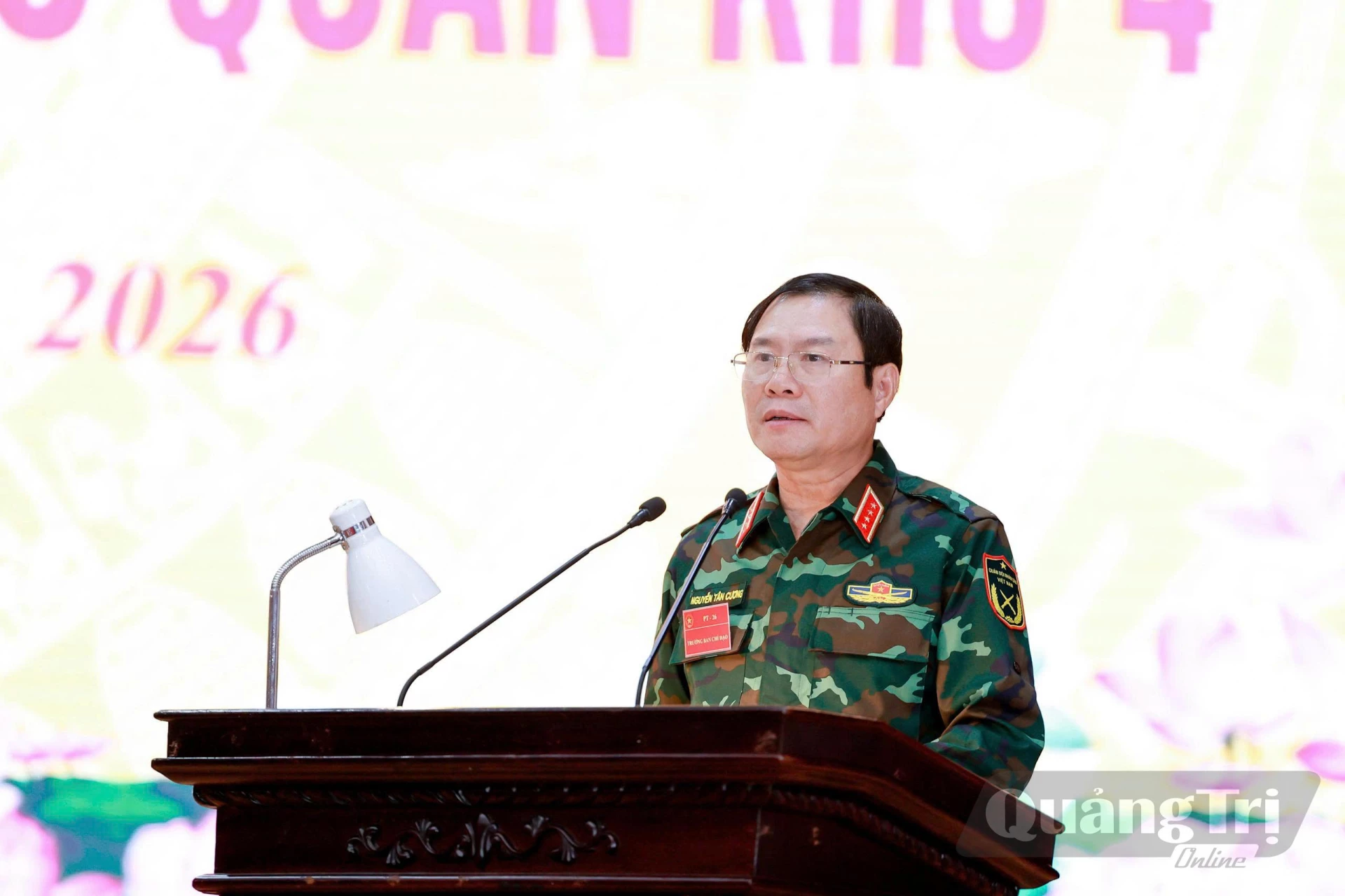 Đồng chí Đại tướng Nguyễn Tân Cương, Tổng Tham mưu trưởng Quân đội nhân dân Việt Nam, Thứ trưởng Bộ Quốc phòng phát biểu chỉ đạo tại lễ khai mạc diễn tập - Ảnh: T.D
