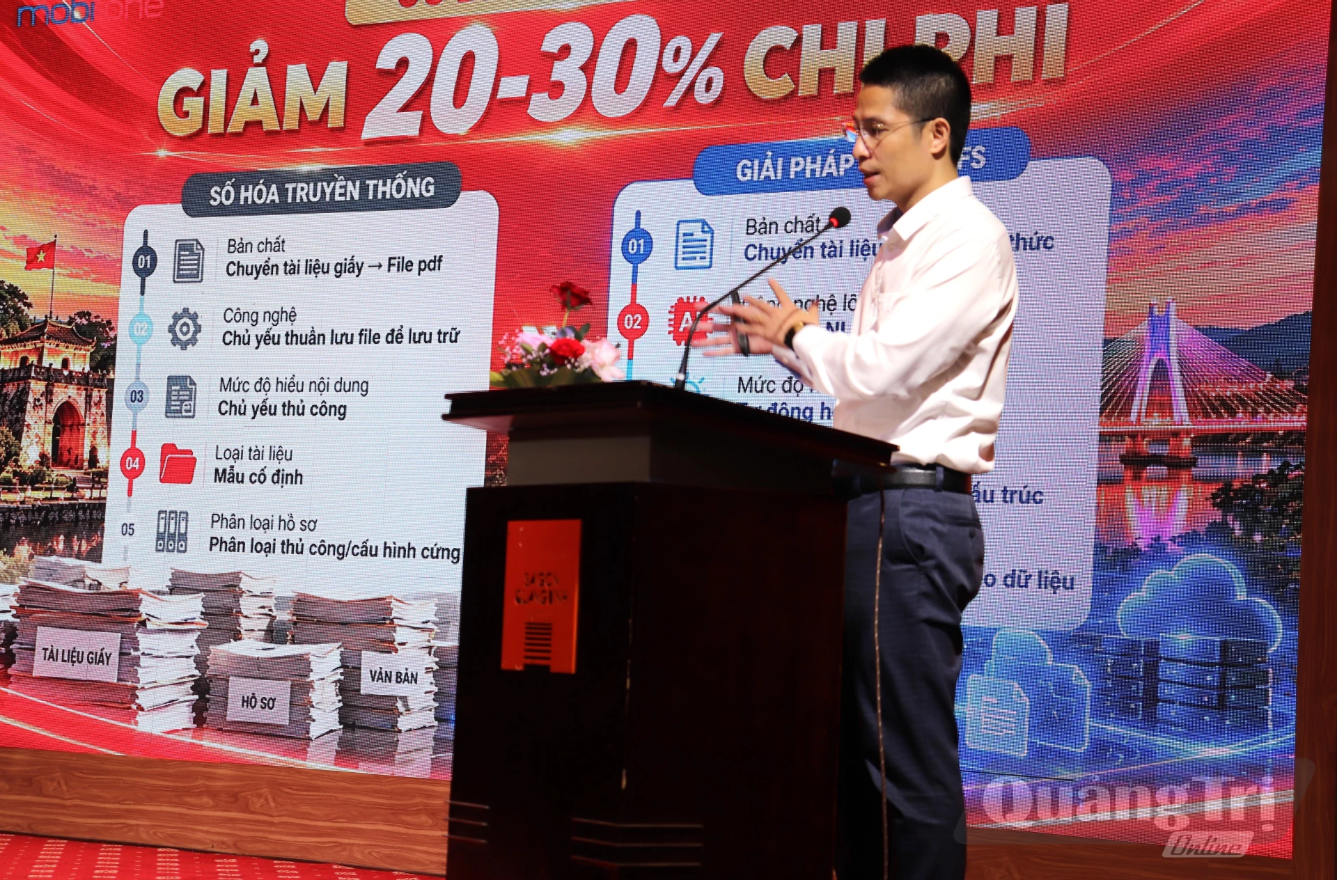Đại diện doanh nghiệp trình bày tham luận tại Hội thảo - Ảnh: LT
