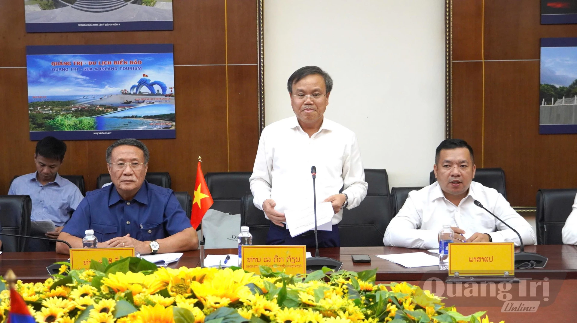 Đồng chí Lê Đức Tiến, Phó Chủ tịch UBND tỉnh phát biểu tại buổi làm việc - Ảnh: MT