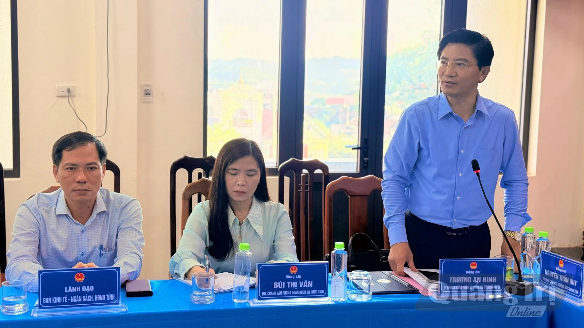 Đồng chí Trương An Ninh, Trưởng Ban Tuyên giáo Tỉnh ủy phát biểu tại buổi làm việc - Ảnh: Hoàng Hùng