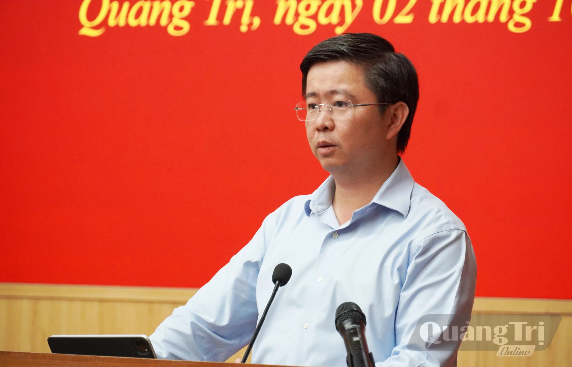 Đồng chí Bùi Hoàng Phương, Chủ tịch UBND phát biểu kết luận hội nghị - Ảnh: X.P