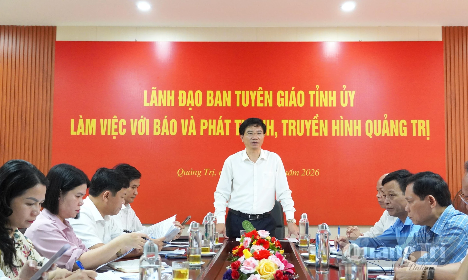 Đồng chí Trương An Ninh, Trưởng Ban Tuyên giáo Tỉnh uỷ chủ trì buổi làm việc - Ảnh: X.P