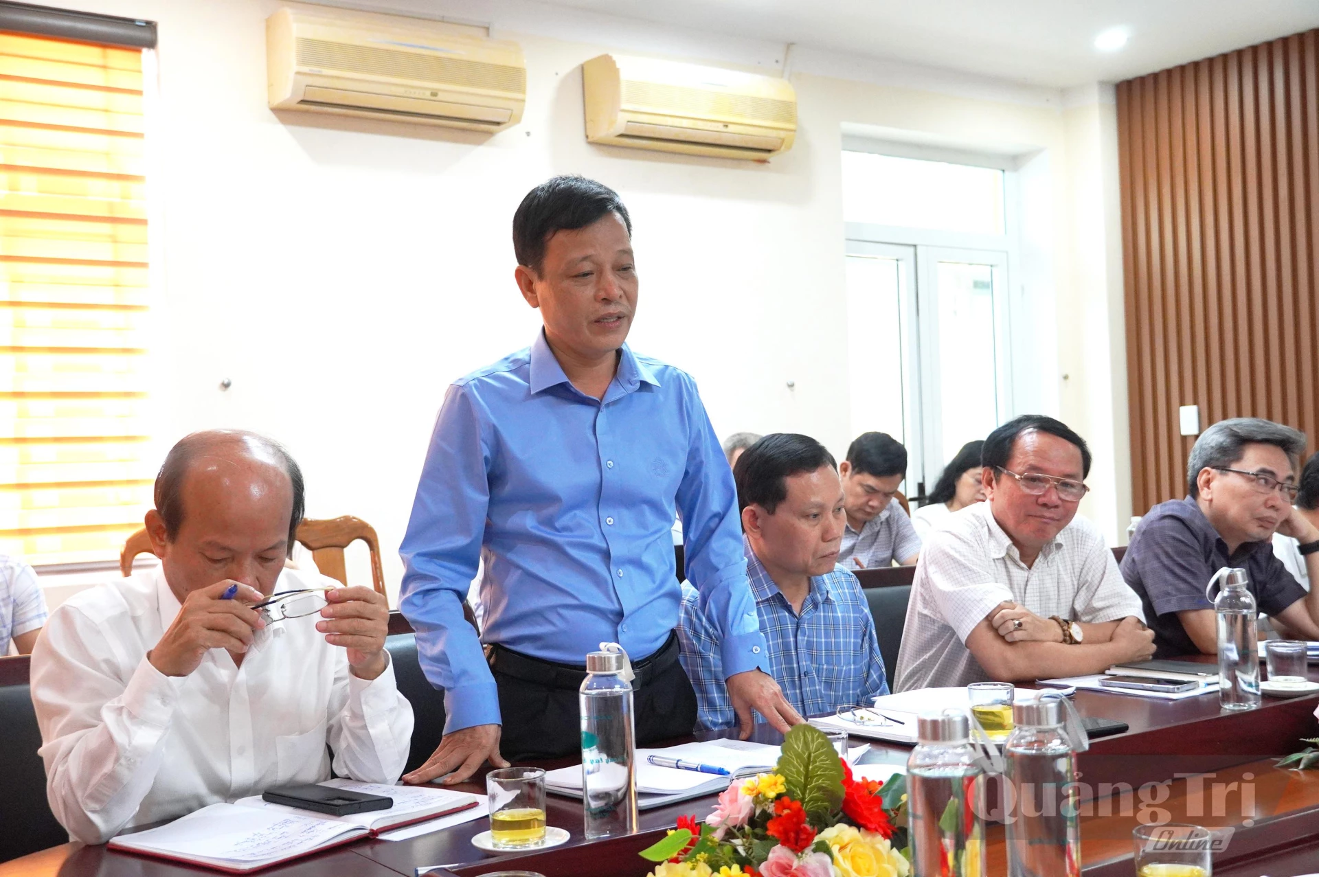 Lãnh đạo Báo và PPTH Quảng Trị phát biểu tại buổi làm việc - Ảnh: X.P