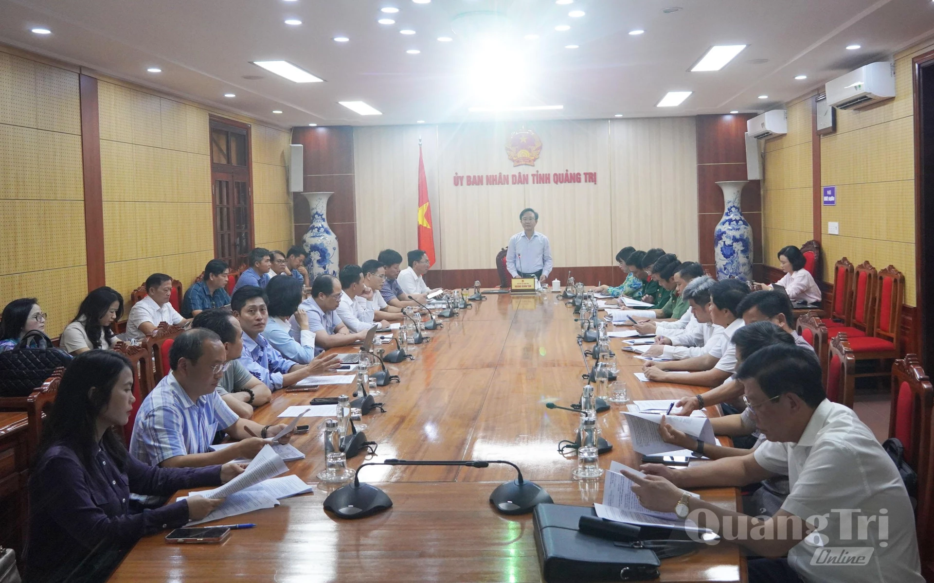 Đồng chí Hoàng Xuân Tân phát biểu tại buổi làm việc - Ảnh: Nh. V