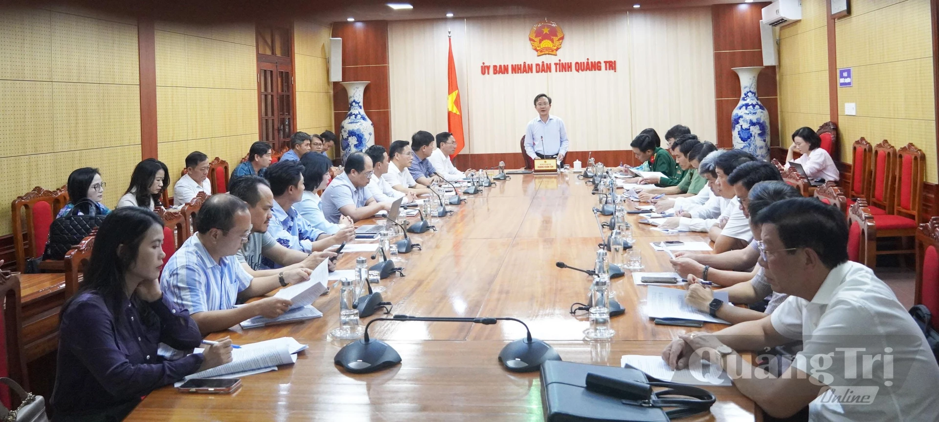 Đồng chí Hoàng Xuân Tân phát biểu tại buổi làm việc - Ảnh: Nh. V
