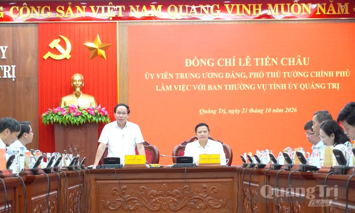 Đồng chí Lê Tiến Châu, Phó Thủ tướng Chính phủ làm việc với Ban Thường vụ Tỉnh ủy Quảng Trị