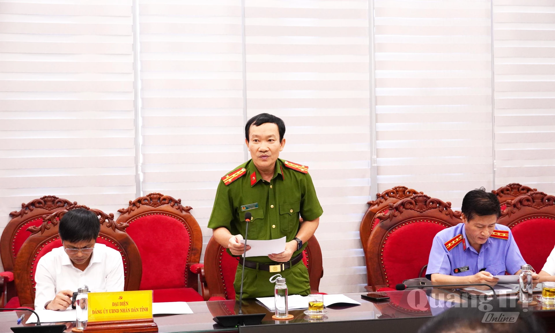 Đại diện lãnh đạo Công an tỉnh phát biểu ý kiến - Ảnh: X.P
