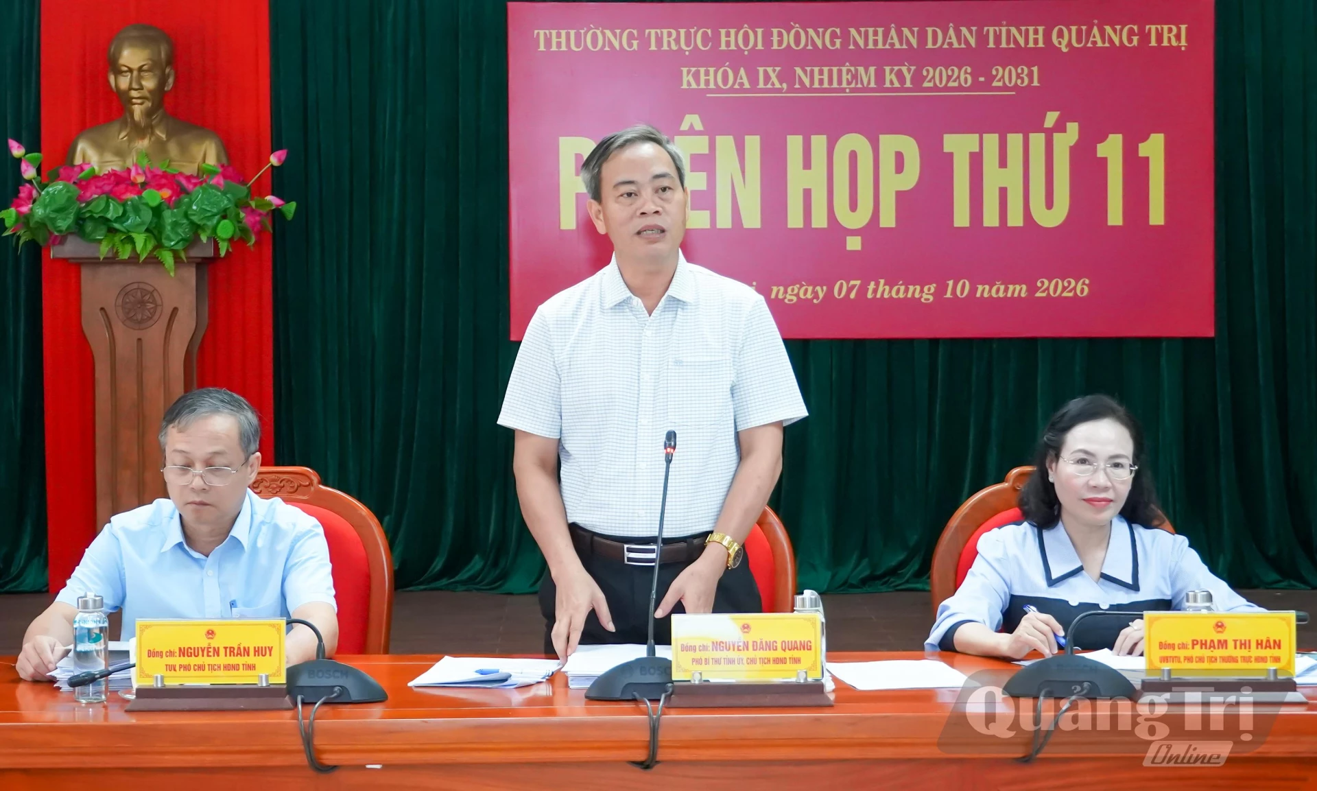 Đồng chí Nguyễn Đăng Quang, Phó Bí thư Tỉnh ủy, Chủ tịch HĐND tỉnh phát biểu kết luận tại phiên họp - Ảnh: N.H
 
