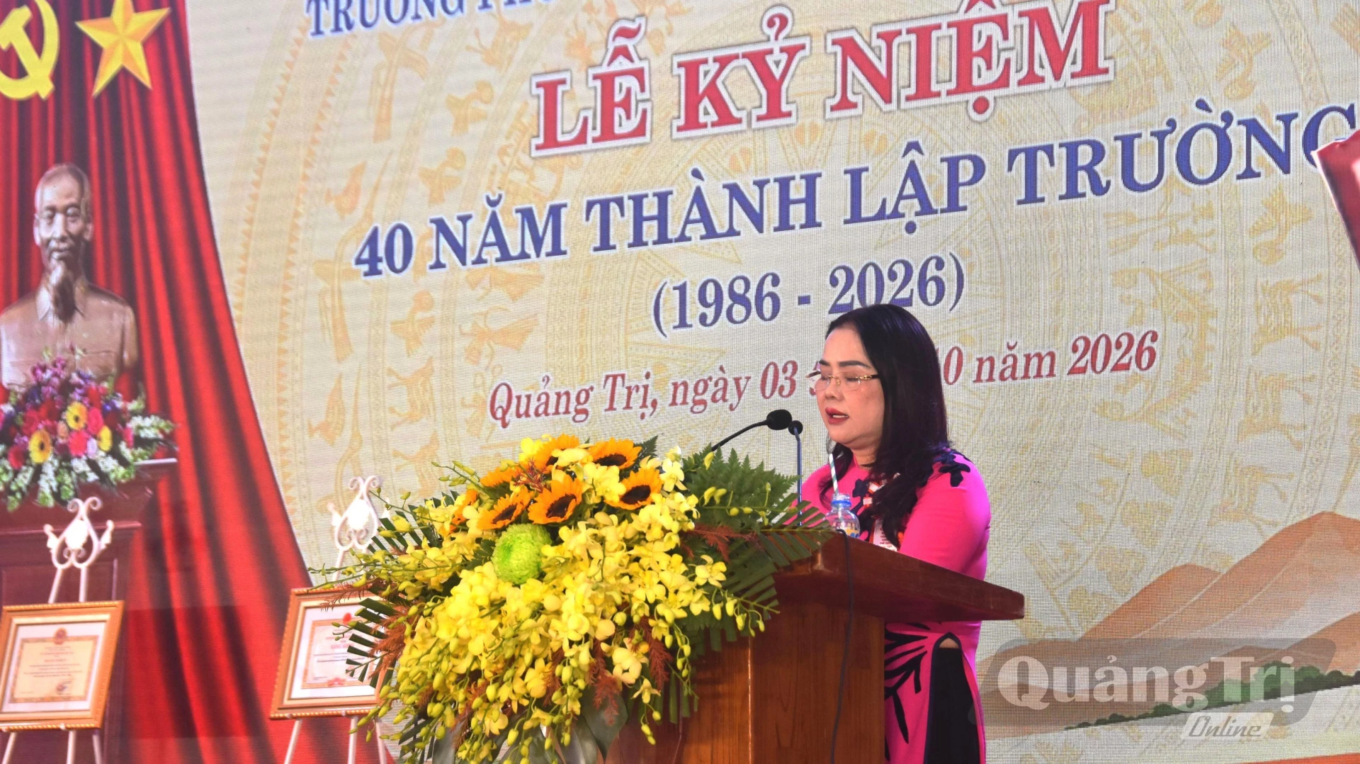 Đồng chí Lê Thị Hương, Giám đốc Sở Giáo dục và Đào tạo phát biểu tại lễ kỷ niệm - Ảnh: Đ.V
