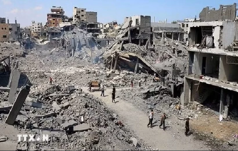 Cảnh đổ nát do xung đột tại Dải Gaza. (Ảnh minh họa: IRNA/TTXVN phát)Cảnh đổ nát do xung đột tại Dải Gaza. (Ảnh minh họa: IRNA/TTXVN phát)