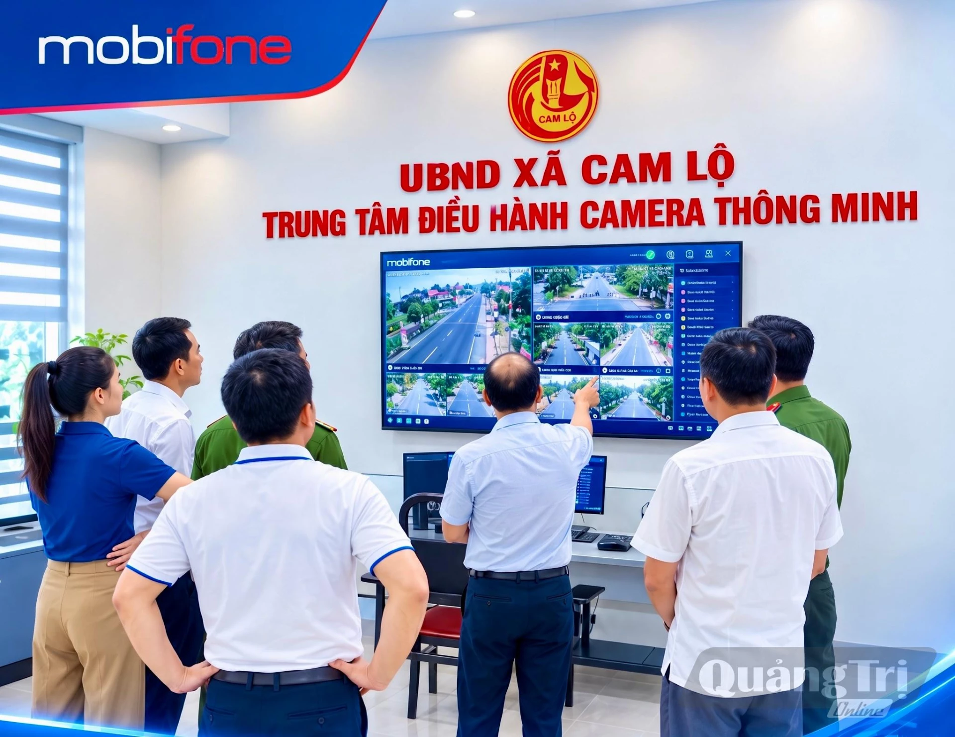MobiFone Quảng Trị bàn giao hệ thống camera giám sát cho xã Cam Lộ - Ảnh: K.L