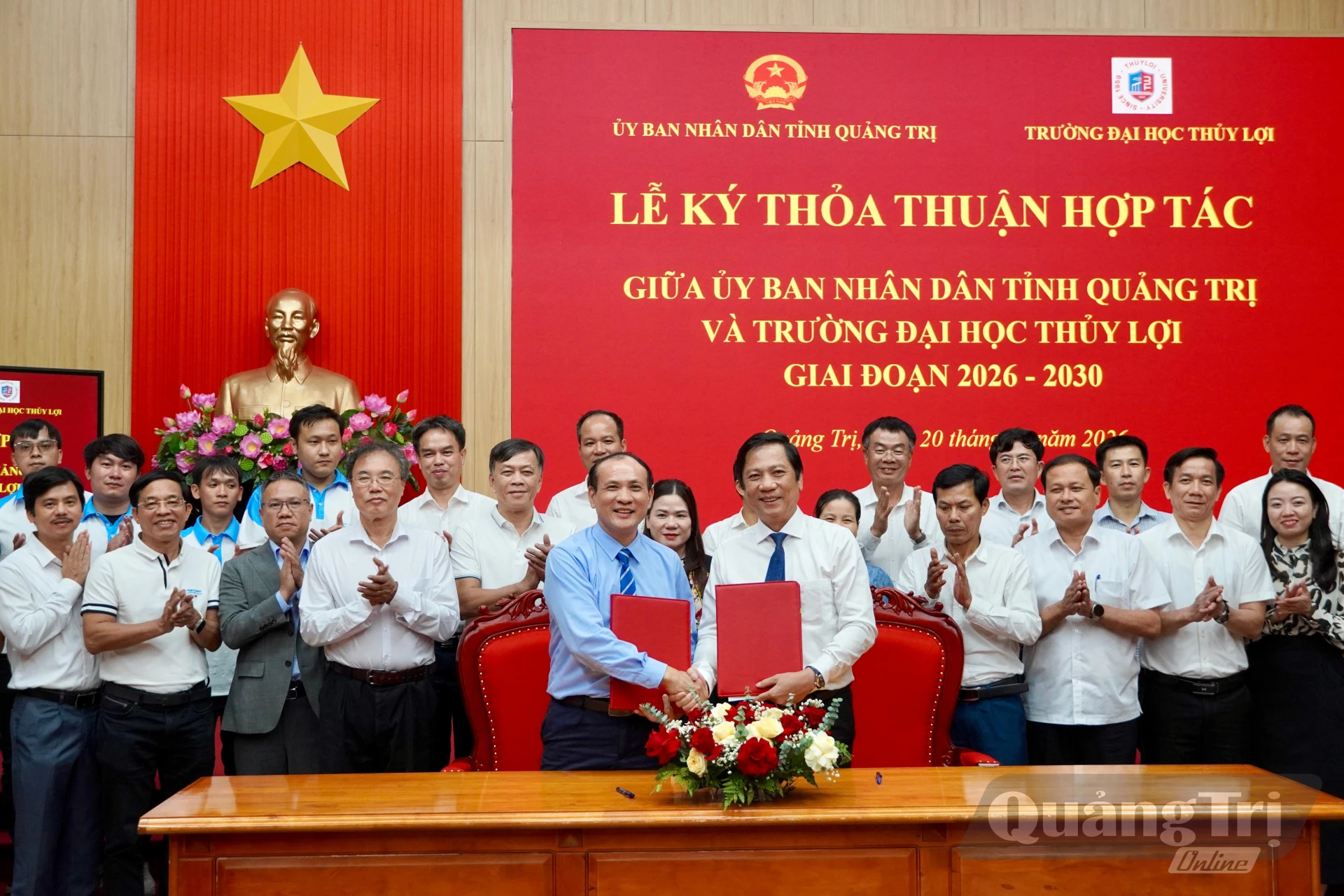 UBND tỉnh và Trường Đại học Thủy lợi ký kết thỏa thuận hợp tác giai đoạn 2026-2030 - Ảnh: H.N