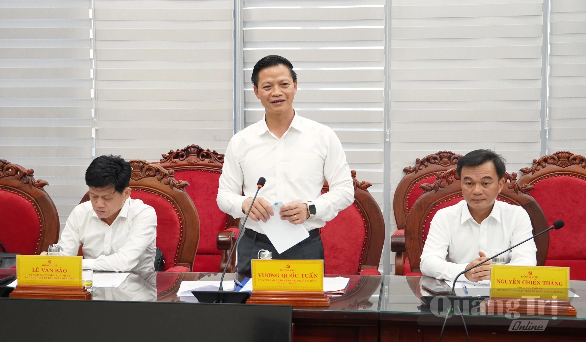 Đồng chí Vương Quốc Tuấn, Bí thư Tỉnh ủy kết luận tại buổi làm việc - Ảnh: Q.V