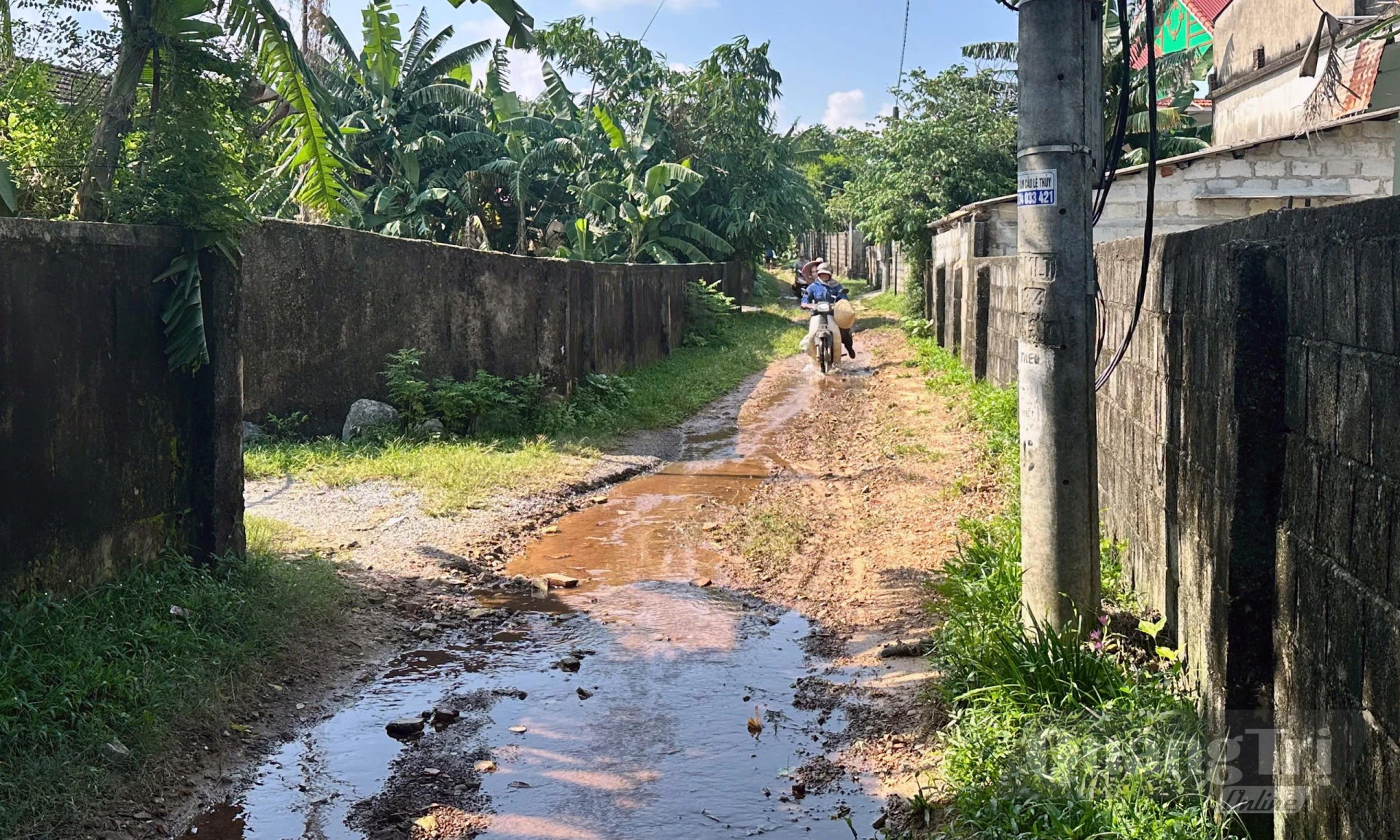 Sau khi người dân phản ánh về sự xuống cấp của tuyến đường ở thôn Xuân Hòa, xã Lệ Ninh, địa phương đã lập dự án đầu tư bê tông hóa với kinh phí 1,5 tỉ đồng - Ảnh: L.C