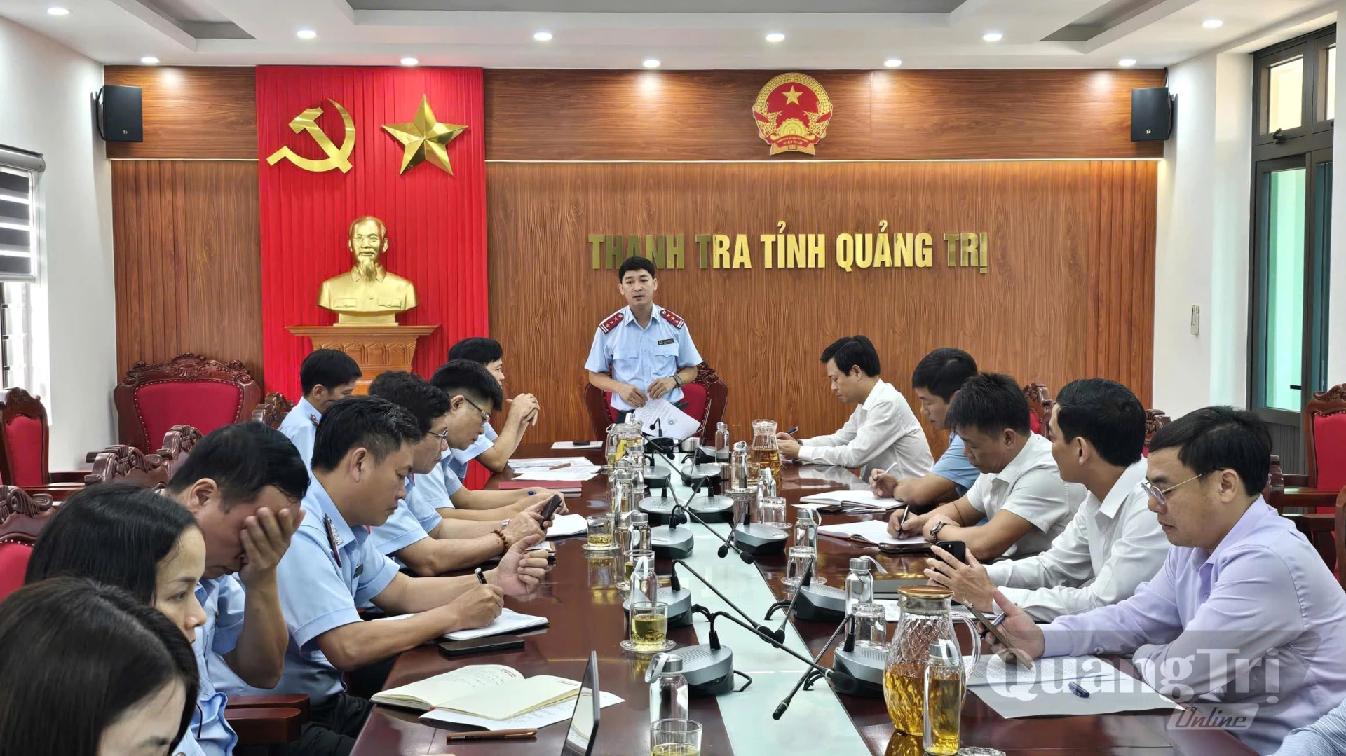 Thanh tra tỉnh công bố kết luận thanh tra công tác tiếp công dân, giải quyết khiếu nại, tố cáo, kiến nghị, phản ánh của một số địa phương - Ảnh: C.H