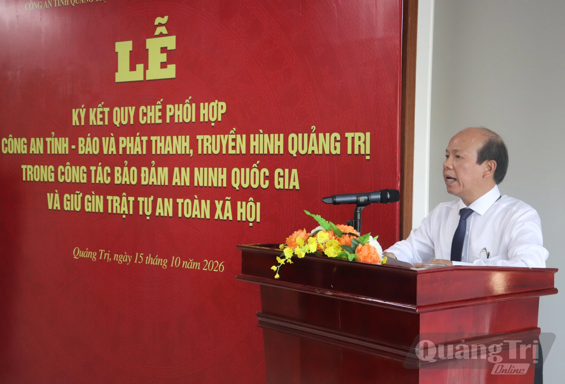 Đồng chí Võ Nguyên Thủy, Giám đốc Báo và PTTH Quảng Trị phát biểu - Ảnh: T.P