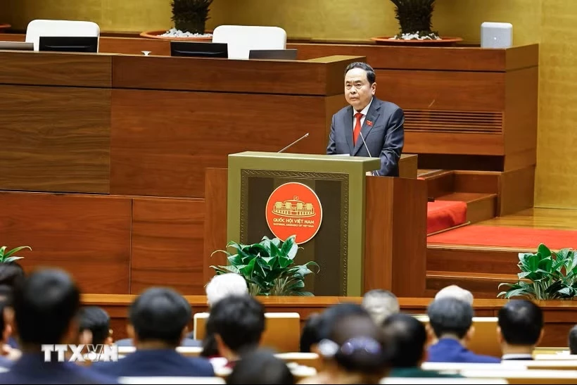 Chủ tịch Quốc hội khoá XV Trần Thanh Mẫn phát biểu khai mạc Kỳ họp thứ Nhất, Quốc hội khóa XVI. (Ảnh: Doãn Tấn/TTXVN)