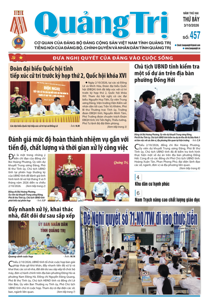 Báo Quảng Trị số 457 - Ngày 03/10/2026