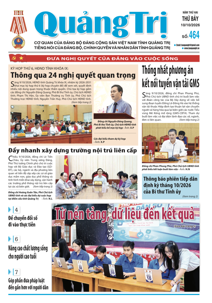 Báo Quảng Trị số 464 - Ngày 10/10/2026
