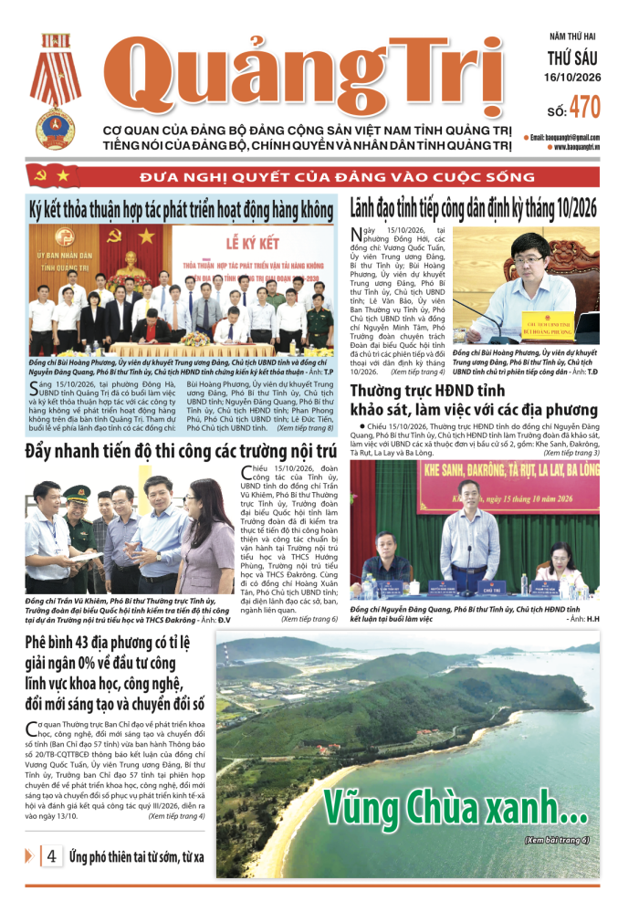Báo Quảng Trị số 470 - Ngày 16/10/2026