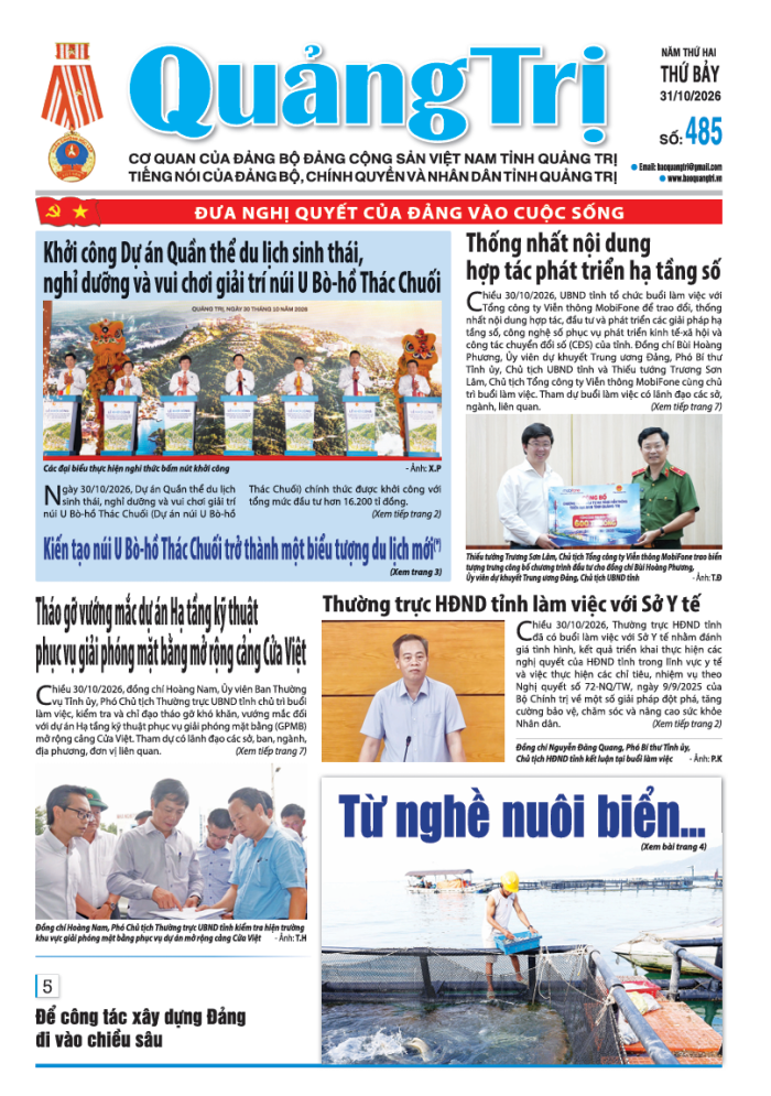 Báo Quảng Trị số 485 - Ngày 31/10/2026