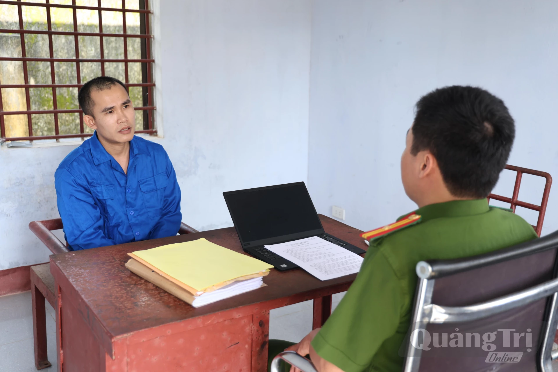 Đối tượng Nguyễn Đình Giang tại cơ quan chức năng - Ảnh: T.K