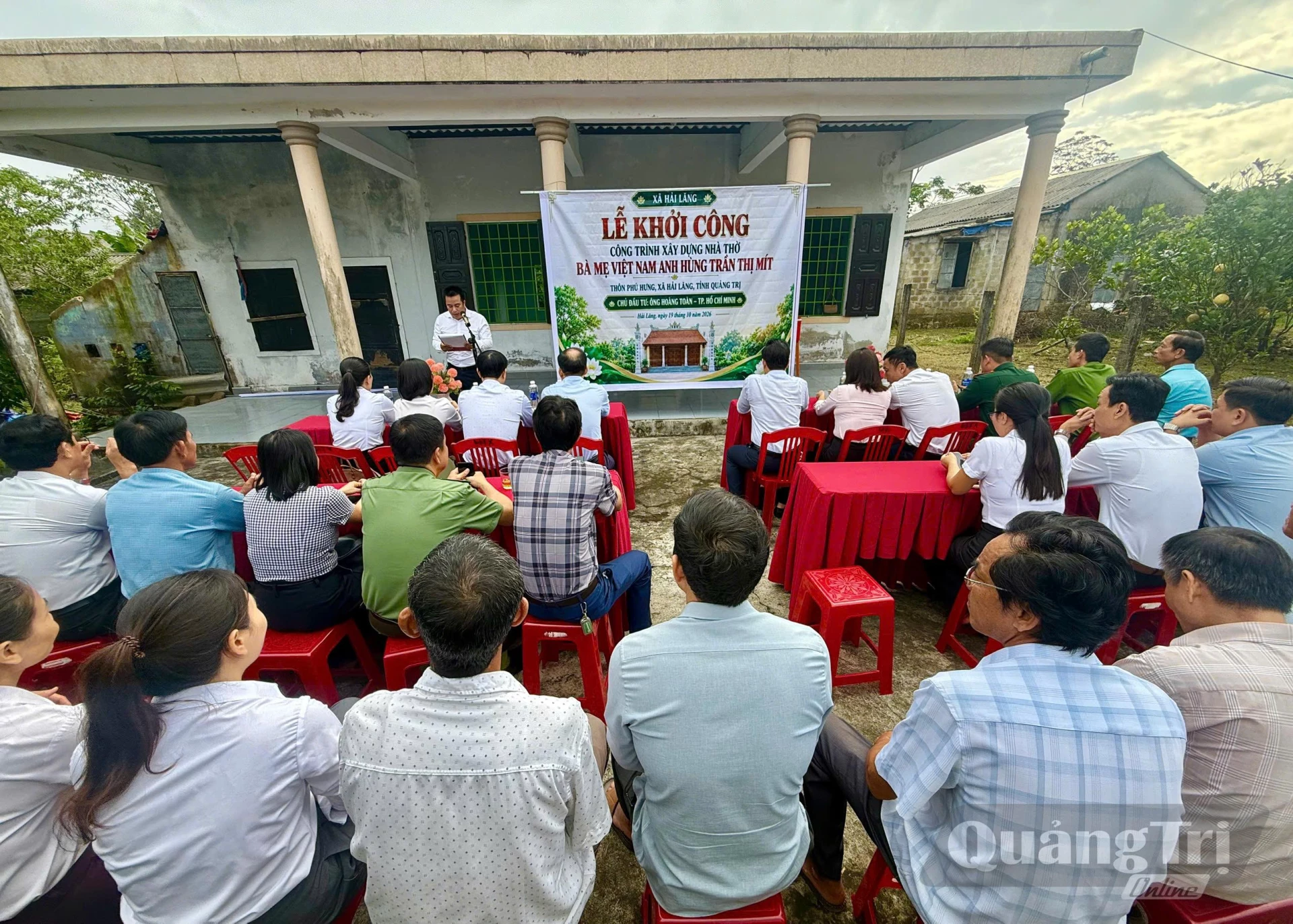 Lễ khởi công công trình nhà thờ Bà mẹ Việt Nam anh hùng Trần Thị Mít và các liệt sĩ trong gia đình - Ảnh: V.A