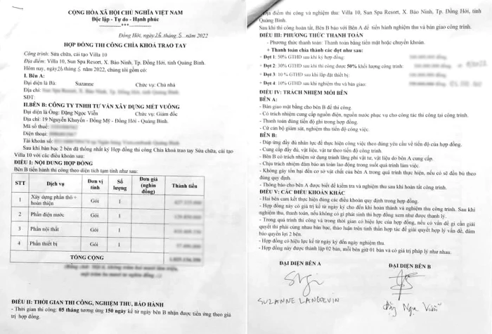 Công ty TNHH Tư vấn Xây dựng Mét Vuông lập hợp đồng như thế nào?