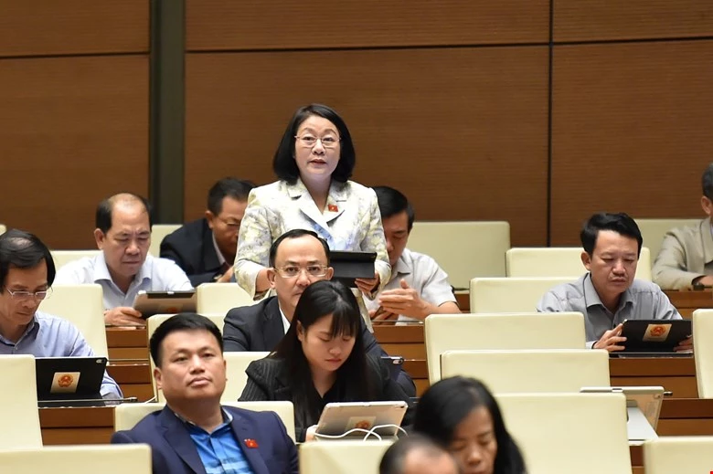 Đại biểu Nguyễn Thị Tuyết Nga phát biểu tại hội trường - Ảnh: TT