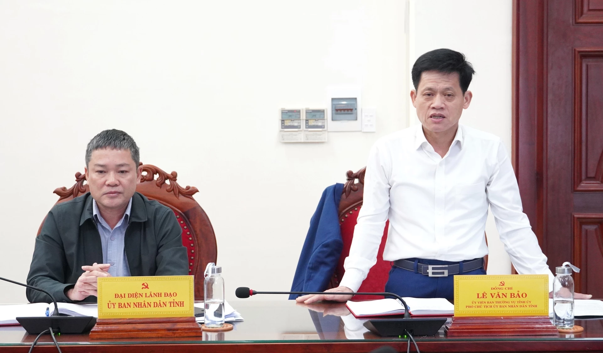 Đồng chí Lê Văn Bảo, Phó Chủ tịch UBND tỉnh phát biểu tại buổi làm việc - Ảnh: QV