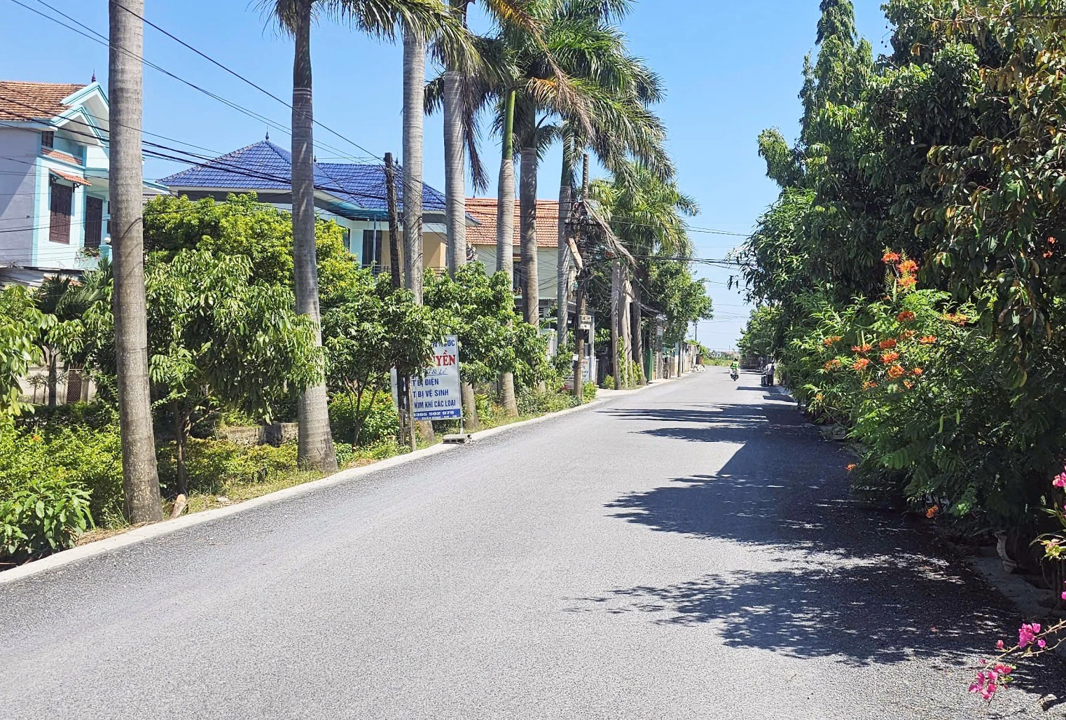 Các tuyến đường nông thôn ở xã Trường Ninh được đầu tư nâng cấp, cảnh quan xanh-sạch-đẹp-Ảnh: L.C