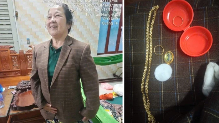 Trả lại 4 chỉ vàng cho người dân để quên trong áo quần cũ ủng hộ đồng bào lũ lụt