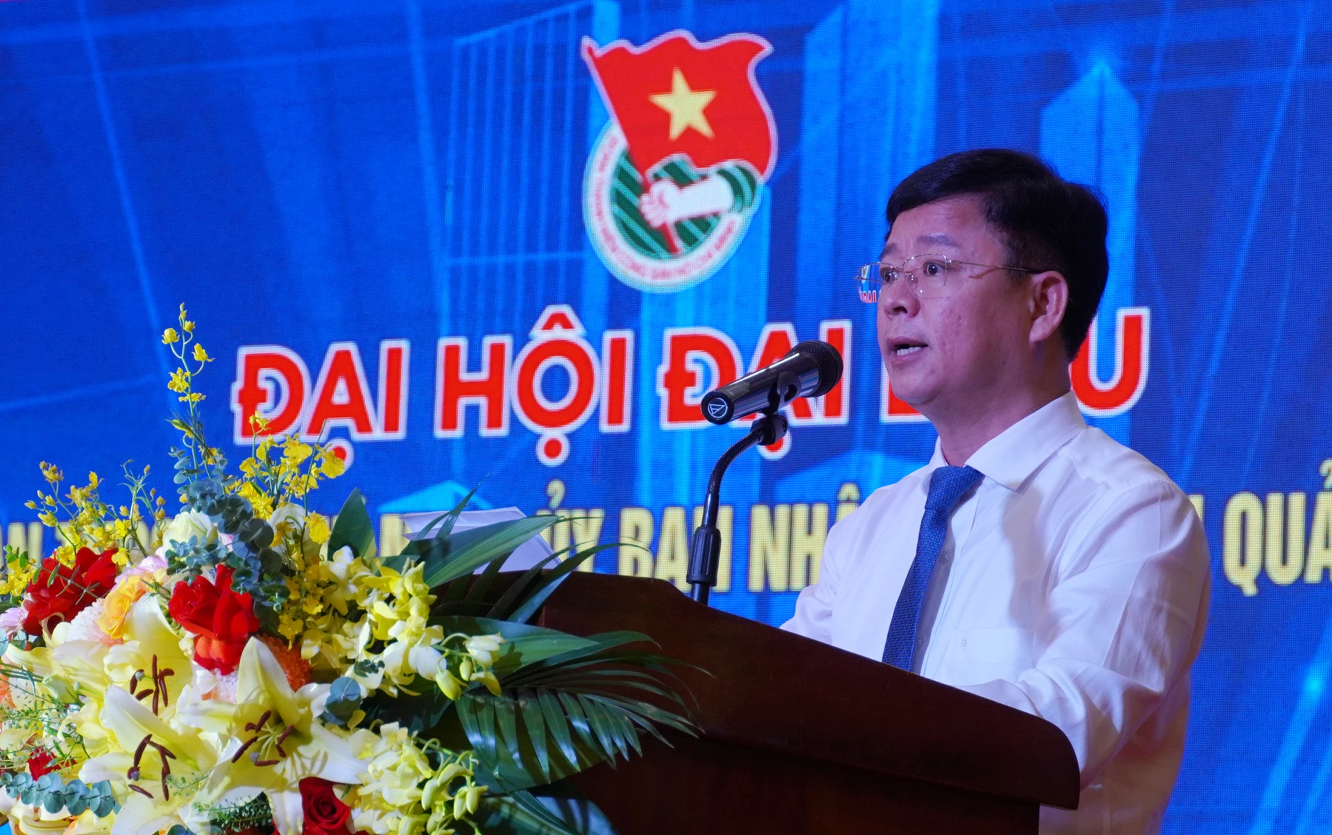 Đồng chí Phạm Quang Ánh, Phó Bí thư  Đảng ủy UBND tỉnh phát biểu chỉ đại đại hội.