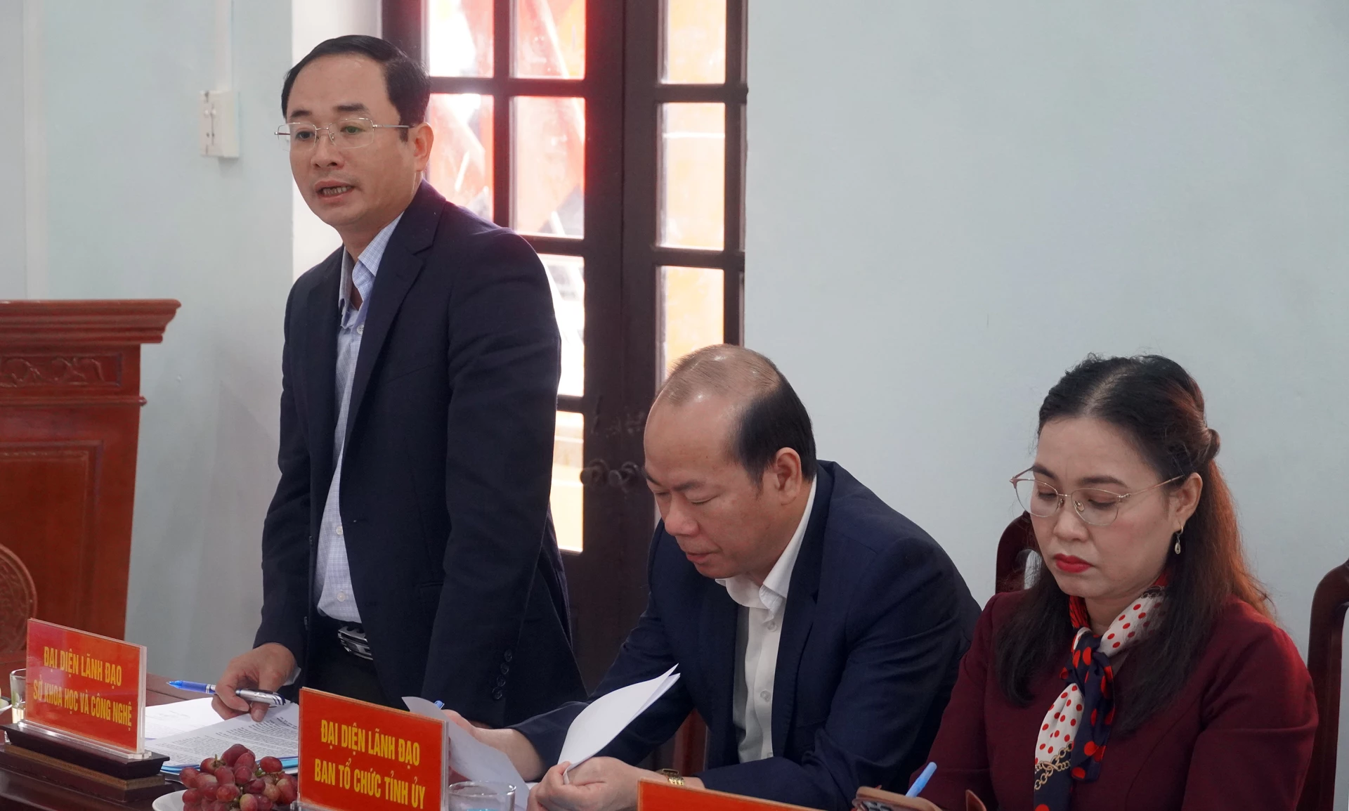 Đồng chí Nguyễn Ngọc Tuấn, Tỉnh ủy viên, Giám đốc Sở Khoa học và Công nghệ phát biểu tại buổi làm việc - Ảnh: N.M