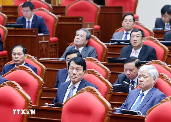 Các đại biểu tham dự phiên khai mạc Hội nghị lần thứ 14 Ban Chấp hành Trung ương Đảng khóa XIII. (Ảnh: Thống Nhất/TTXVN)