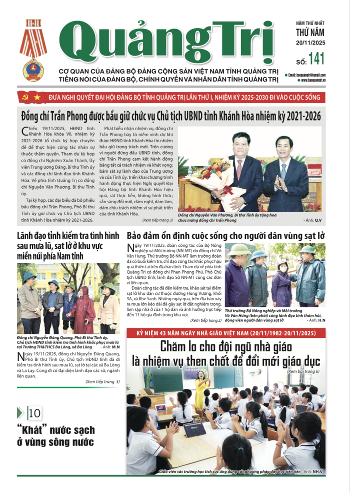Báo Quảng Trị số 141 - Ngày 20-11-2025