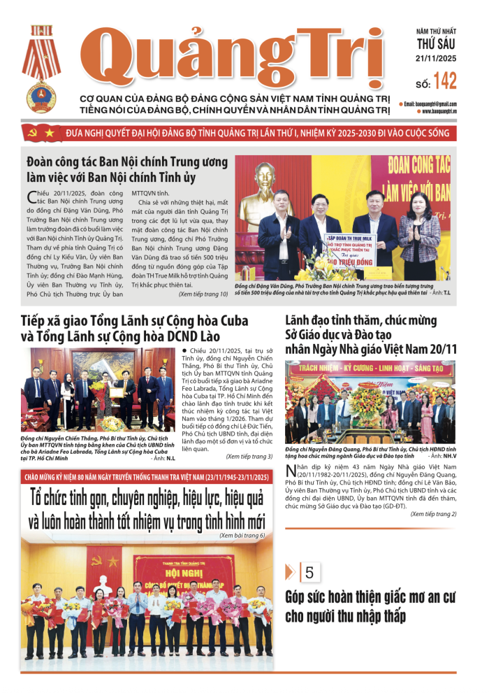 Báo Quảng Trị số 142 - Ngày 21-11-2025