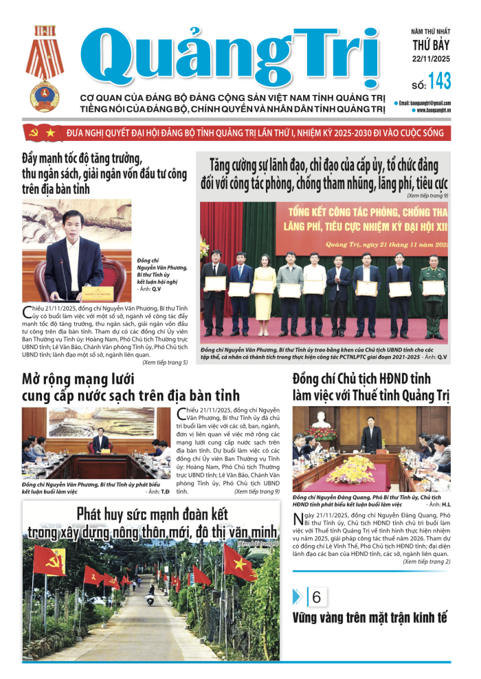 Báo Quảng Trị số 143 - Ngày 22-11-2025