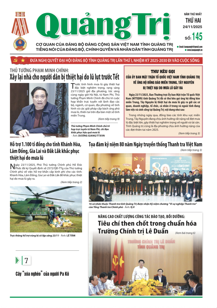 Báo Quảng Trị số 145 - Ngày 24-11-2025