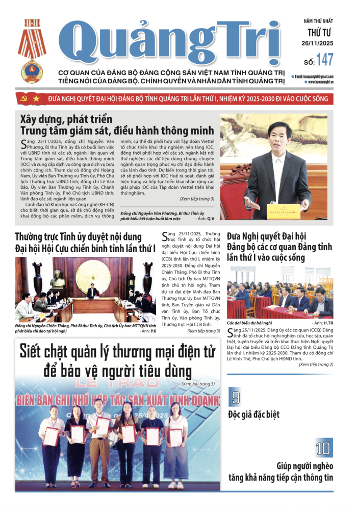 Báo Quảng Trị số 147 - Ngày 26-11-2025