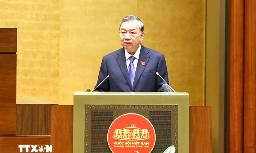 Tổng Bí thư Tô Lâm phát biểu chỉ đạo Hội nghị. (Ảnh: Doãn Tấn/TTXVN)