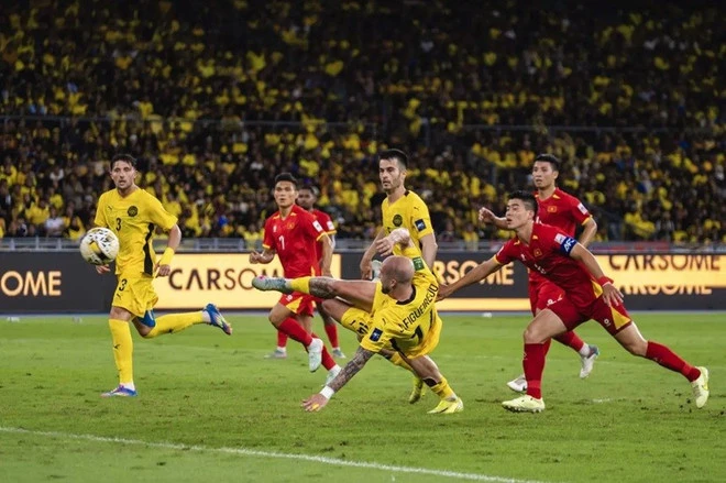 Hình ảnh trận Malaysia thắng Việt Nam nhờ cầu thủ nhập tịch. (Nguồn: BernamaPic)