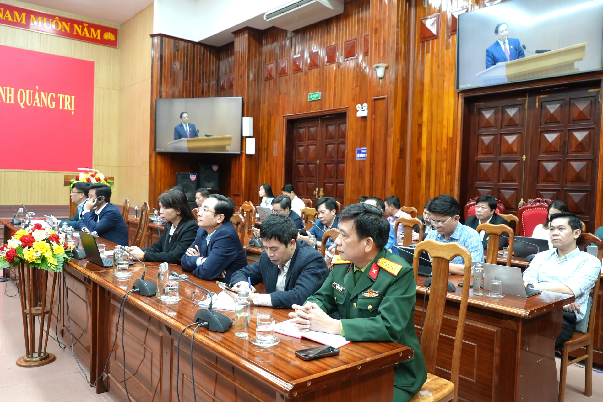 Các đại biểu dự hội nghị tại điểm cầu Quảng Trị - Ảnh: Trung Đức