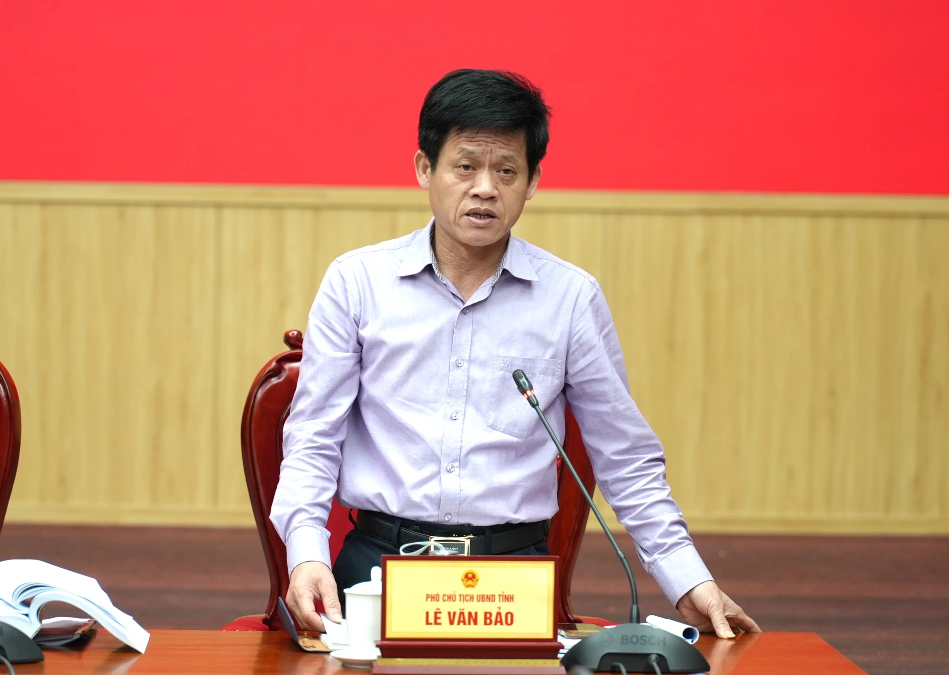 Đồng chí Lê Văn Bảo, Phó Chủ tịch UBND tỉnh cho ý kiến về một số nội dung điều chỉnh quy hoạch tỉnh - Ảnh: Trung Đức