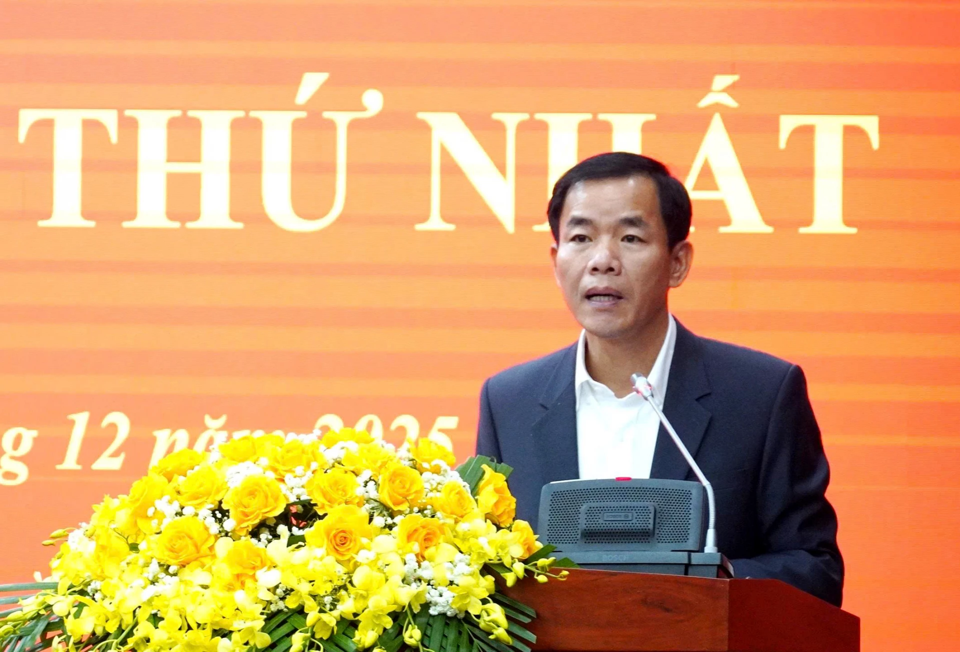 Đồng chí Bí thư Tỉnh ủy Nguyễn Văn Phương phát biểu tại hội nghị - Ảnh: Q.V