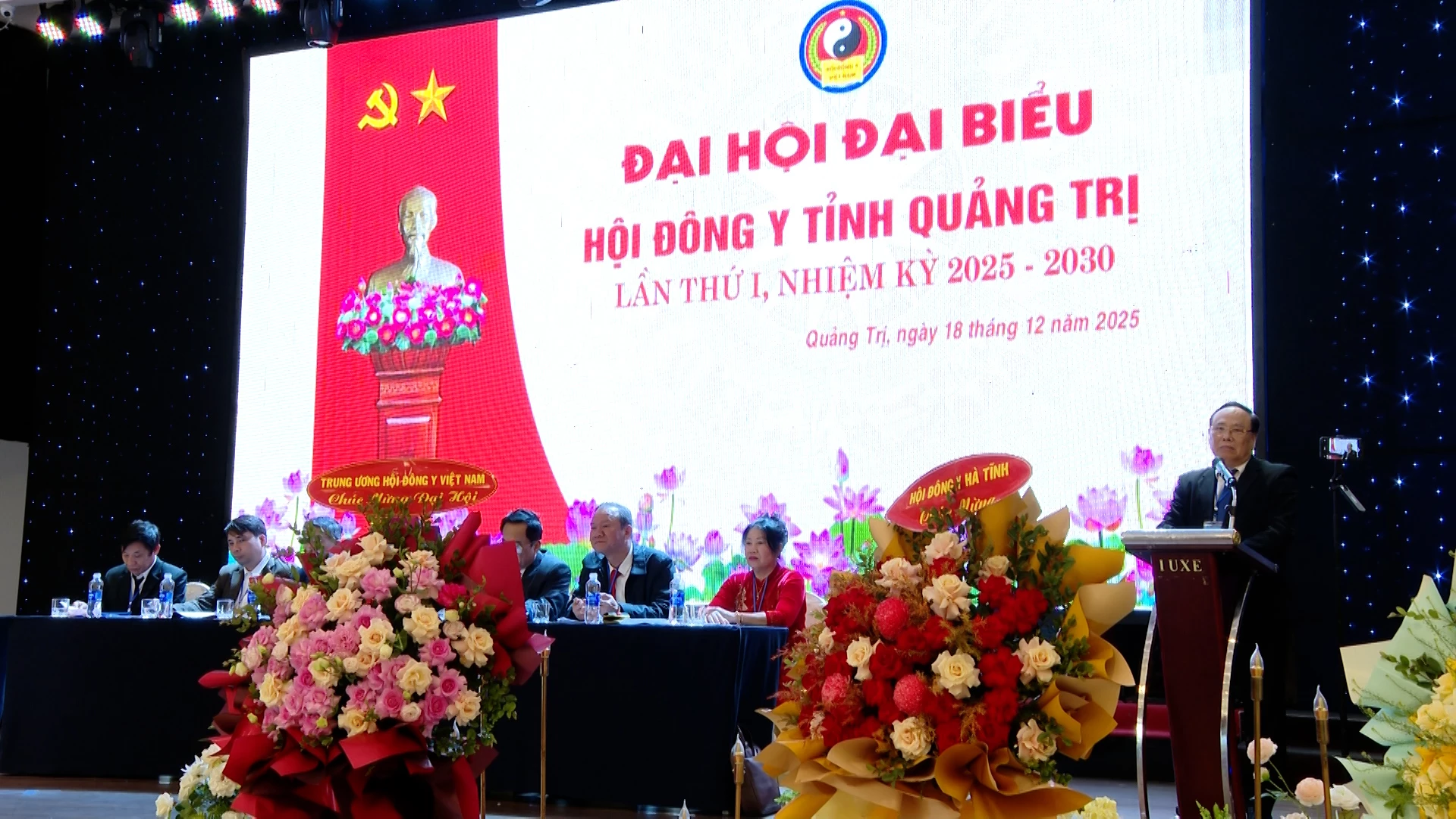 Thầy thuốc nhân dân, PGS.TS Đậu Xuân Cảnh – Chủ tịch Hội Đông y Việt Nam phát biểu tại đại hội - Ảnh: H.T