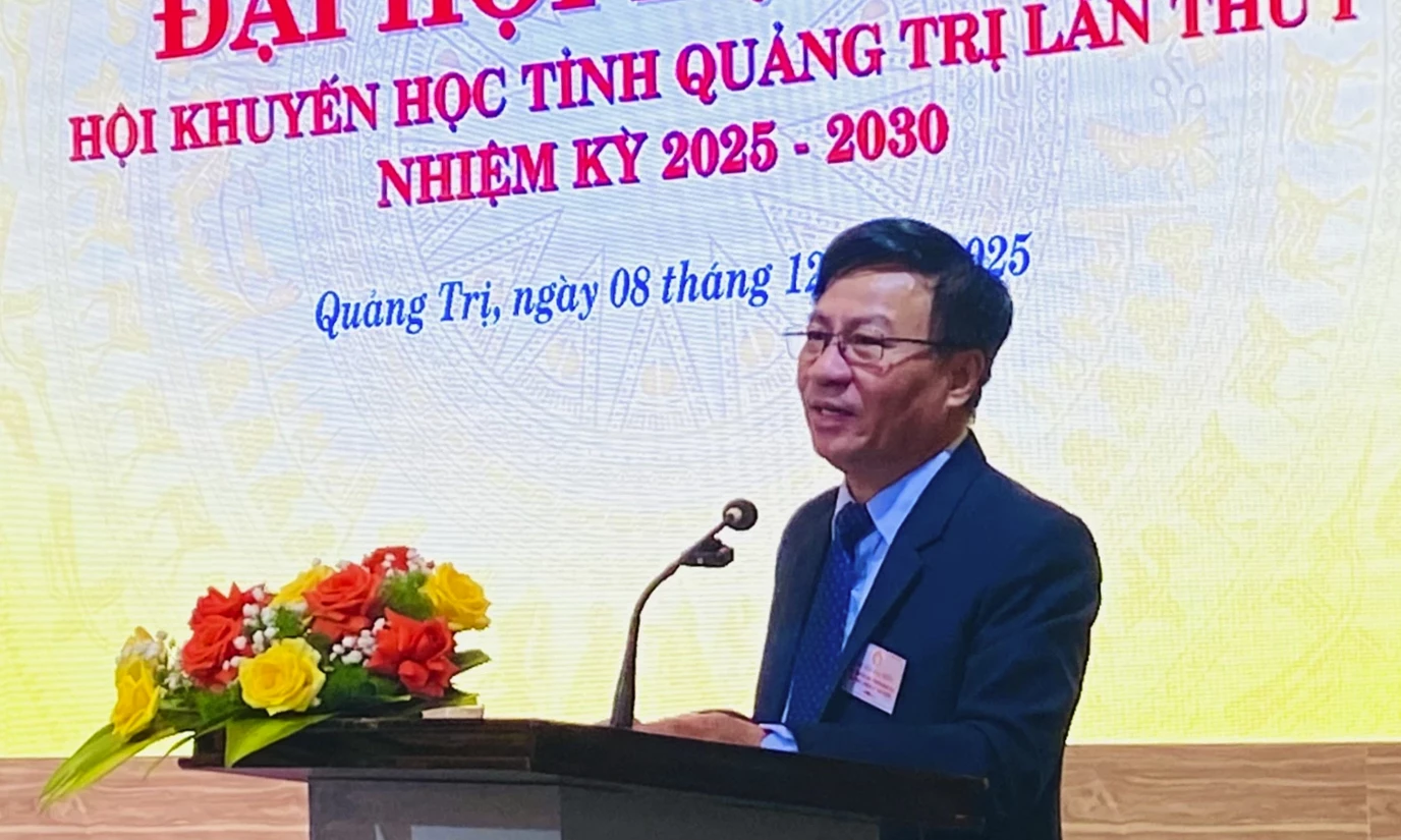 Đồng chí Đào Mạnh Hùng, Phó Chủ tịch Thường trực Ủy ban MTTQ Việt Nam tỉnh Quảng Trị phát biểu tại Đại hội - Ảnh: T.L