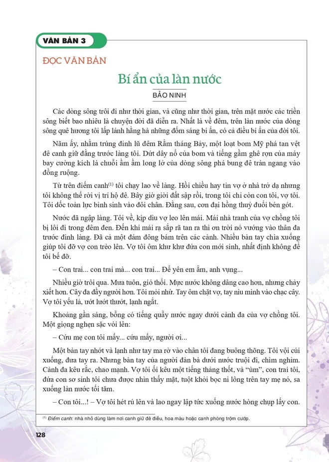 Tác phẩm Bí ẩn của làn nước trong sách Ngữ văn 9, bộ Kết nối tri thức với cuộc sống. (Ảnh chụp màn hình)